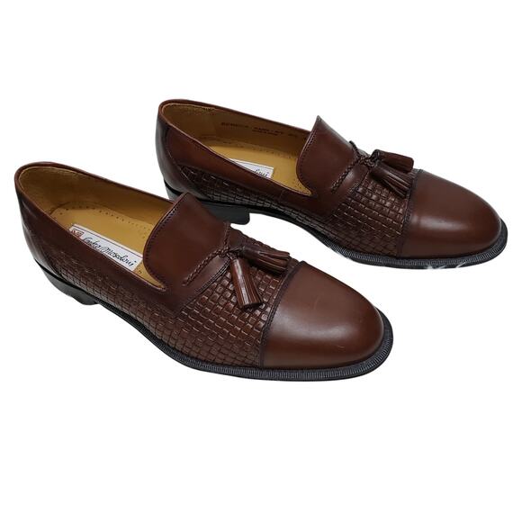 NEW SANDRO MOSCOLONI Seneca Woven Tassel Bologna Loafer 8.5 M Brown leather main image 12